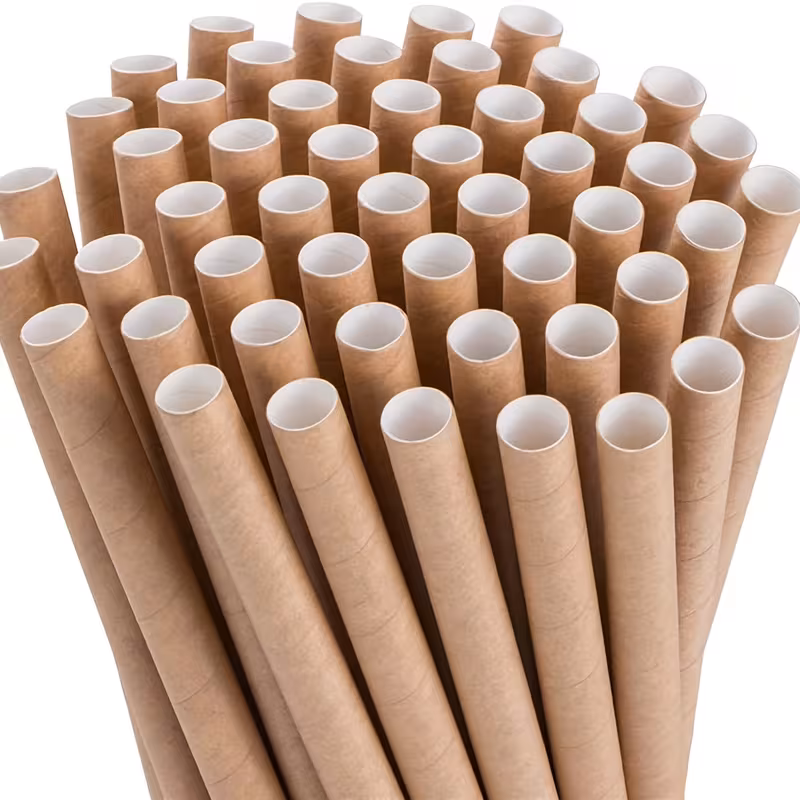 Pajitas de papel desechables – marrones – 100 uds.
