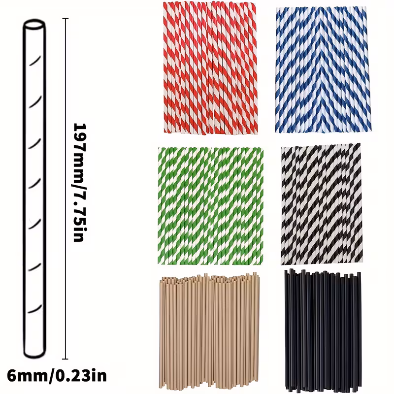 Pajitas de papel desechables – marrones – 100 uds.