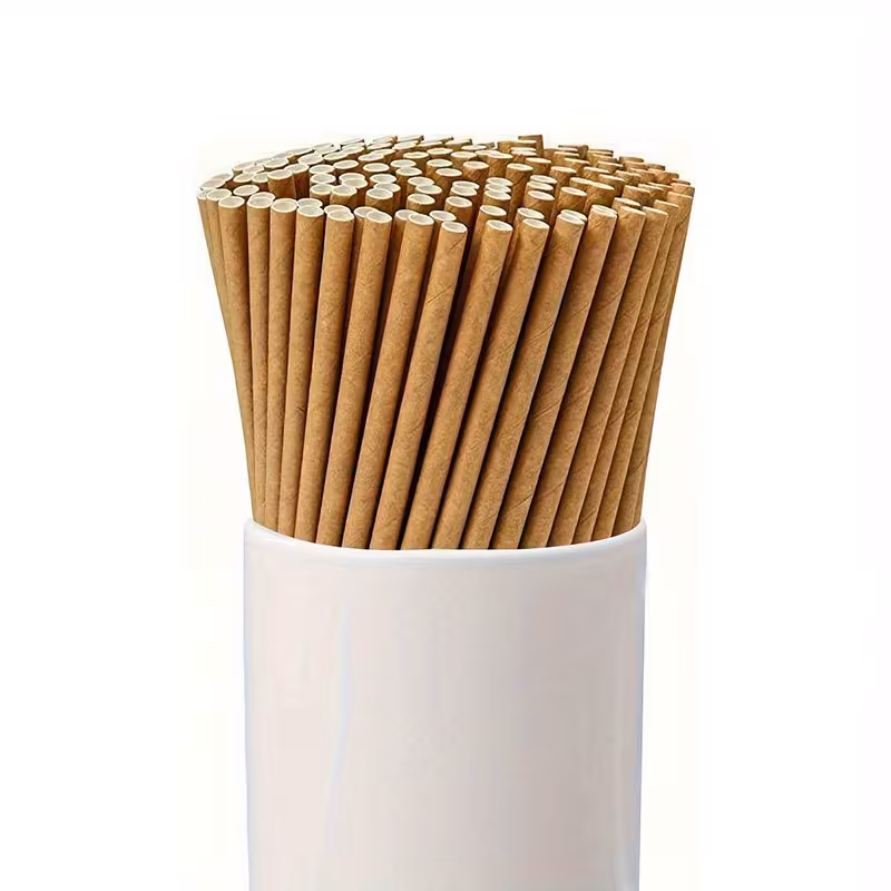 Pajitas de papel desechables – marrones – 100 uds.