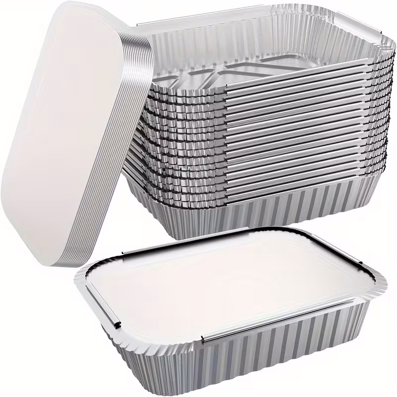 Recipientes desechables de aluminio con tapa – 20 uds.