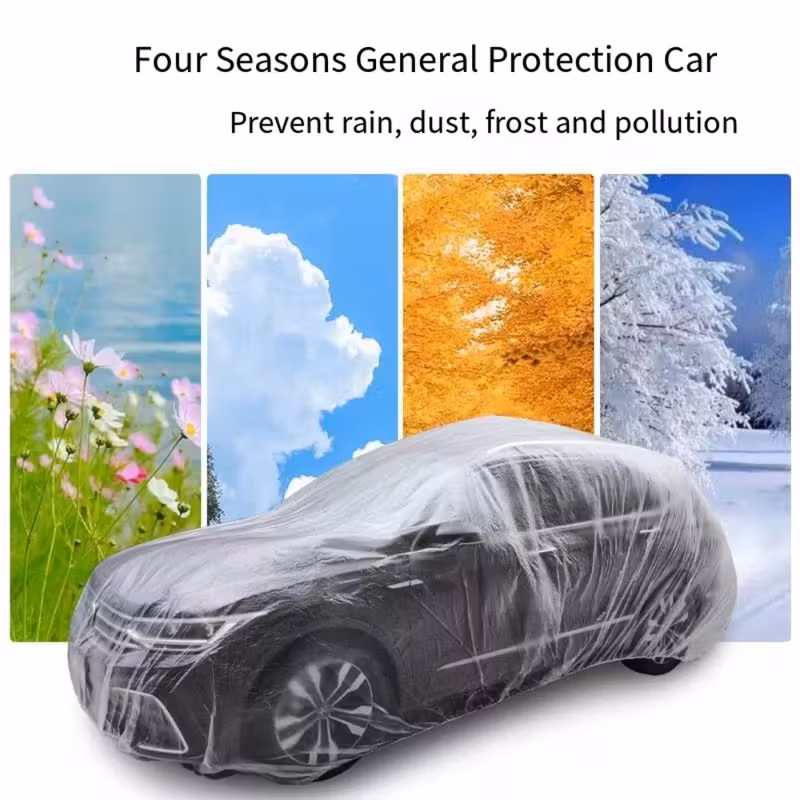 Disposable Car Cover – Transparent PE Film (2–5 pcs)
