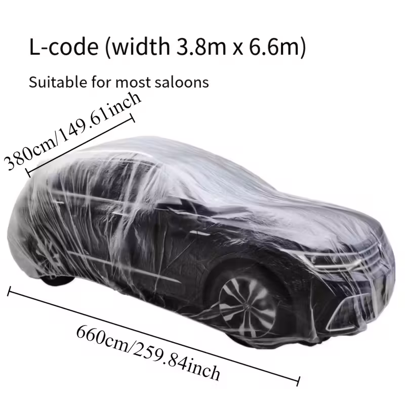 Disposable Car Cover – Transparent PE Film (2–5 pcs)
