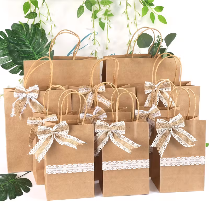 Bolsas de papel desechables con asas – 60 uds. (varios tamaños)