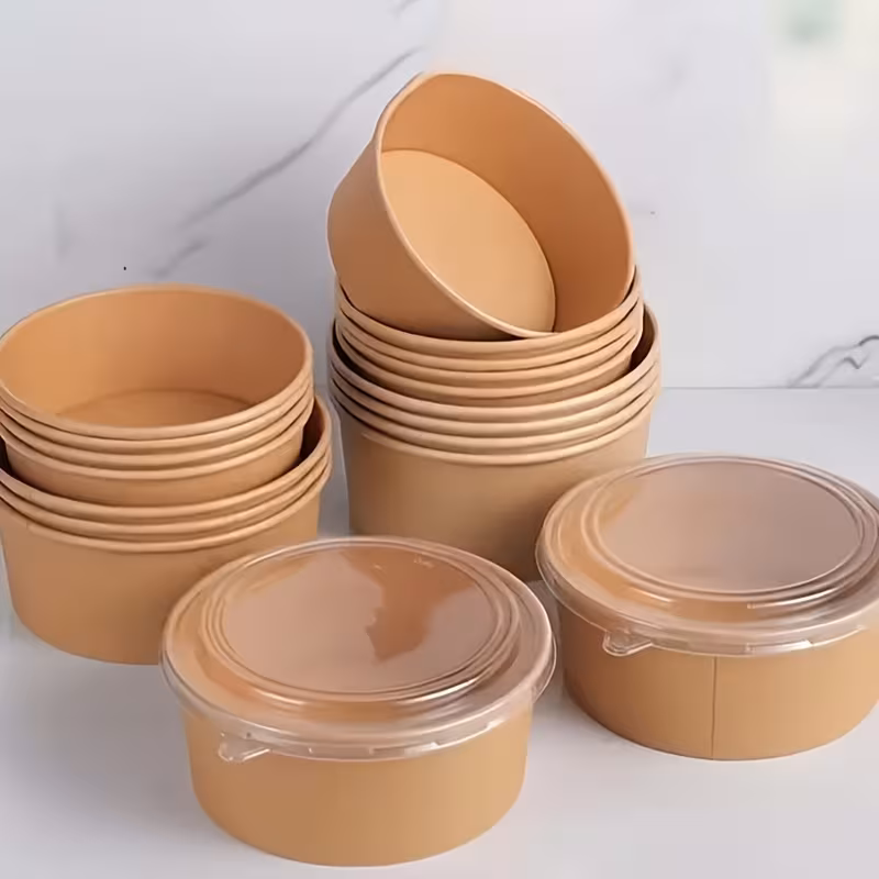 Cuencos de papel desechables con tapa – 30 uds. (15+15)