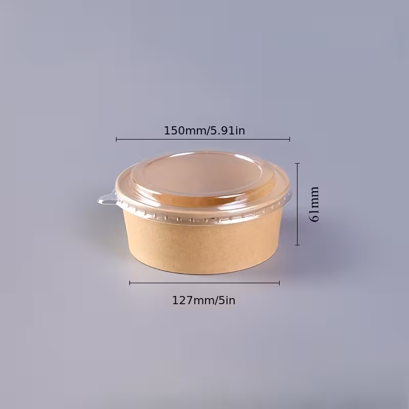 Cuencos de papel desechables con tapa – 30 uds. (15+15)